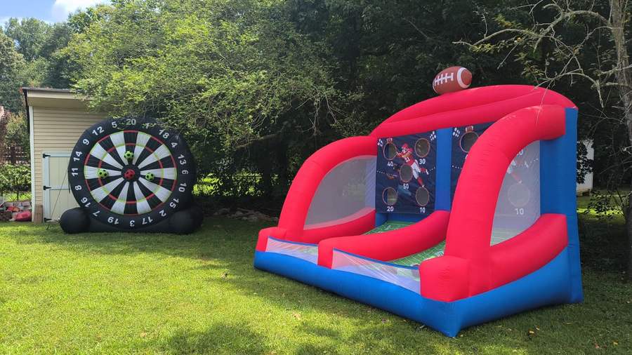 Inflatable games on a lawn
